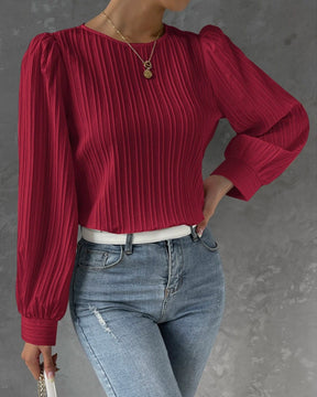 Plain blouse with lantern sleeve