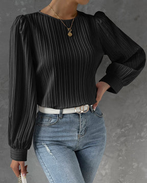 Plain blouse with lantern sleeve