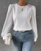 Plain blouse with lantern sleeve