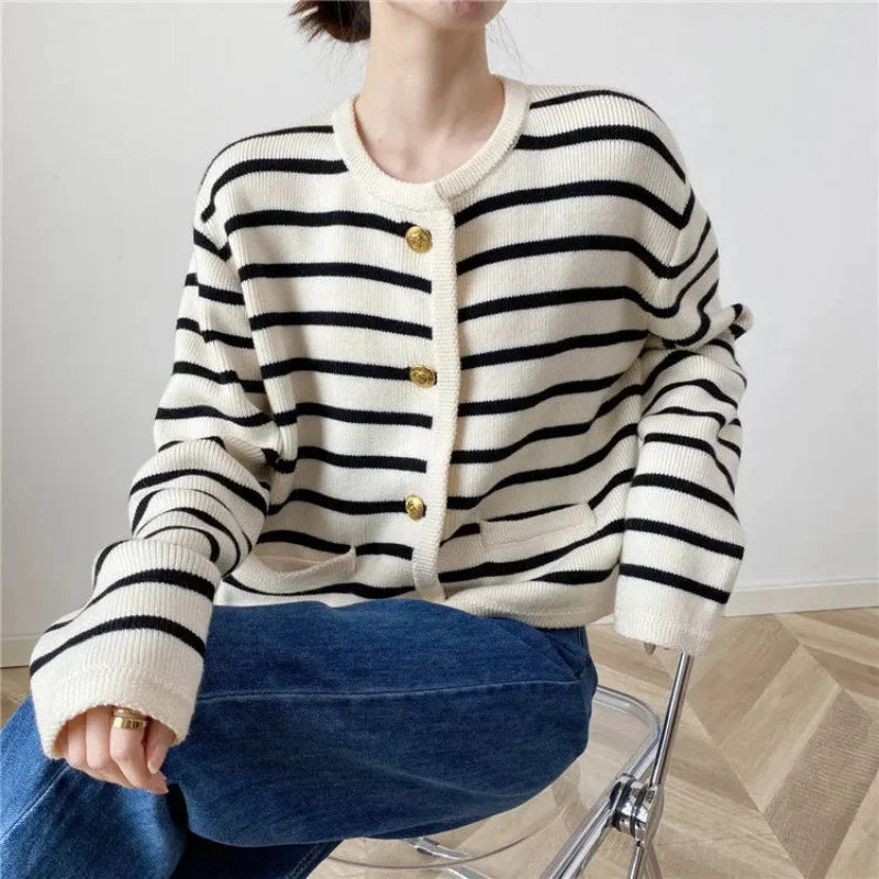 Maritime Charm Striped Cardigan