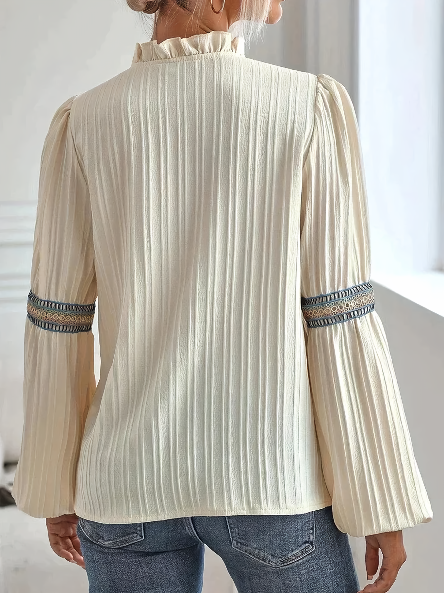 Tribal Trim Pleated Blouse