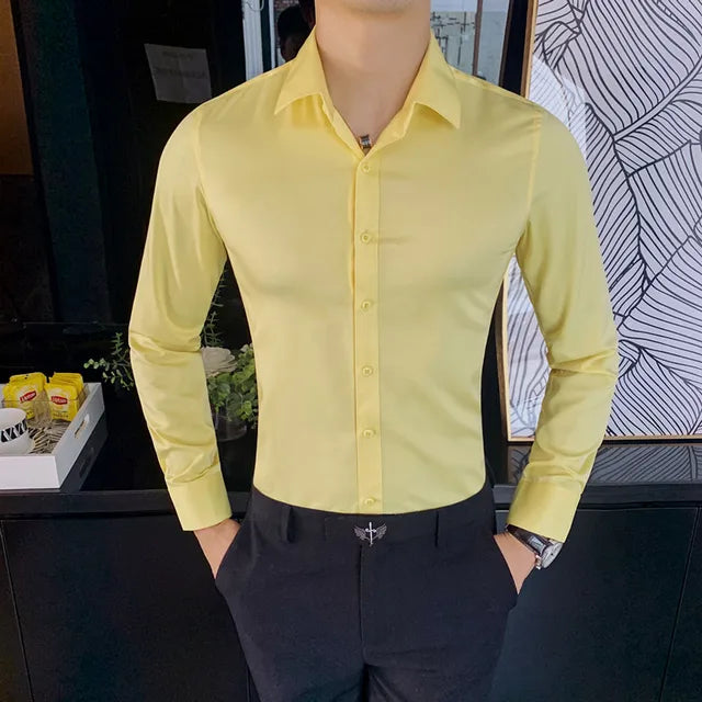 Premium Muscle Fit Solid Color Dress Shirt