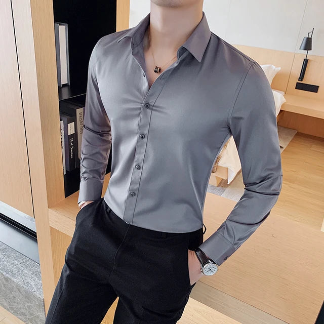 Premium Muscle Fit Solid Color Dress Shirt