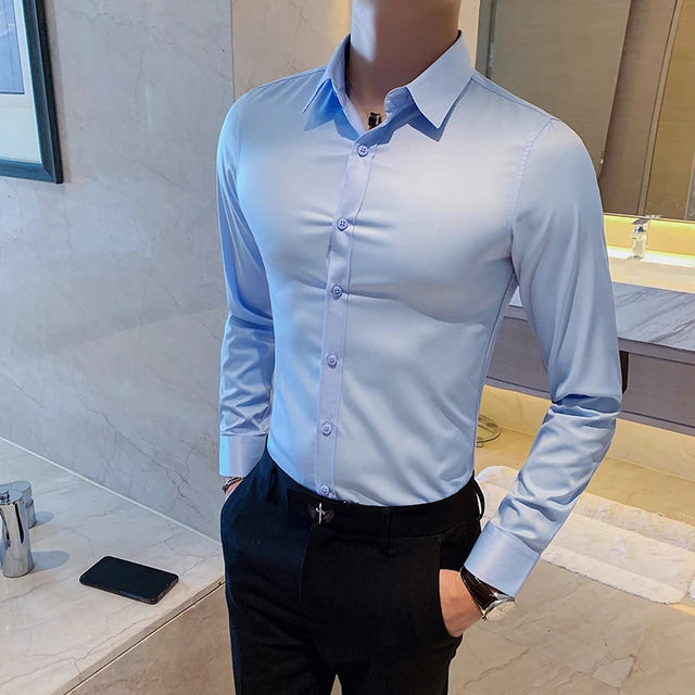 Premium Muscle Fit Solid Color Dress Shirt