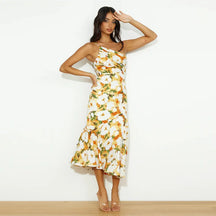 Floral Print One-Shoulder Mermaid Dress