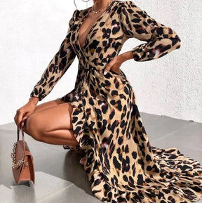 Leopard Print Wrap Dress