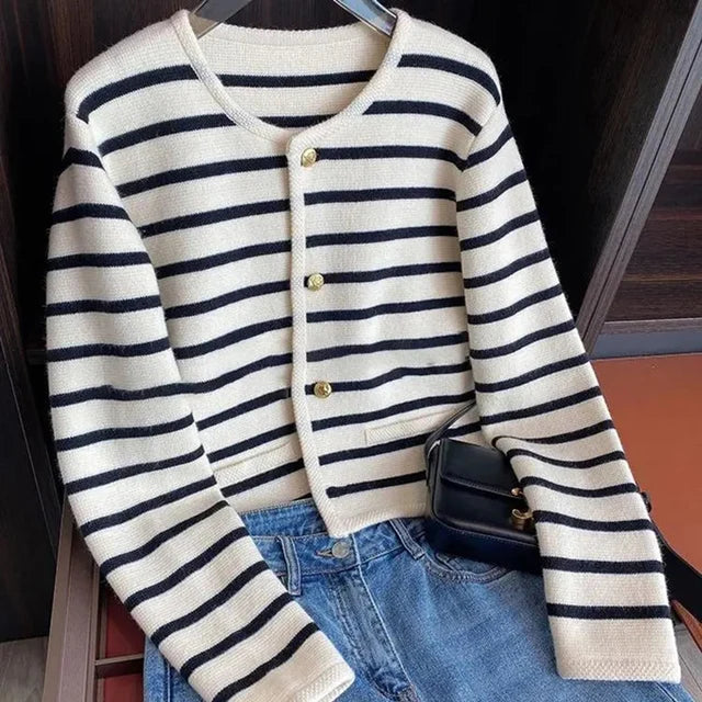 Maritime Charm Striped Cardigan