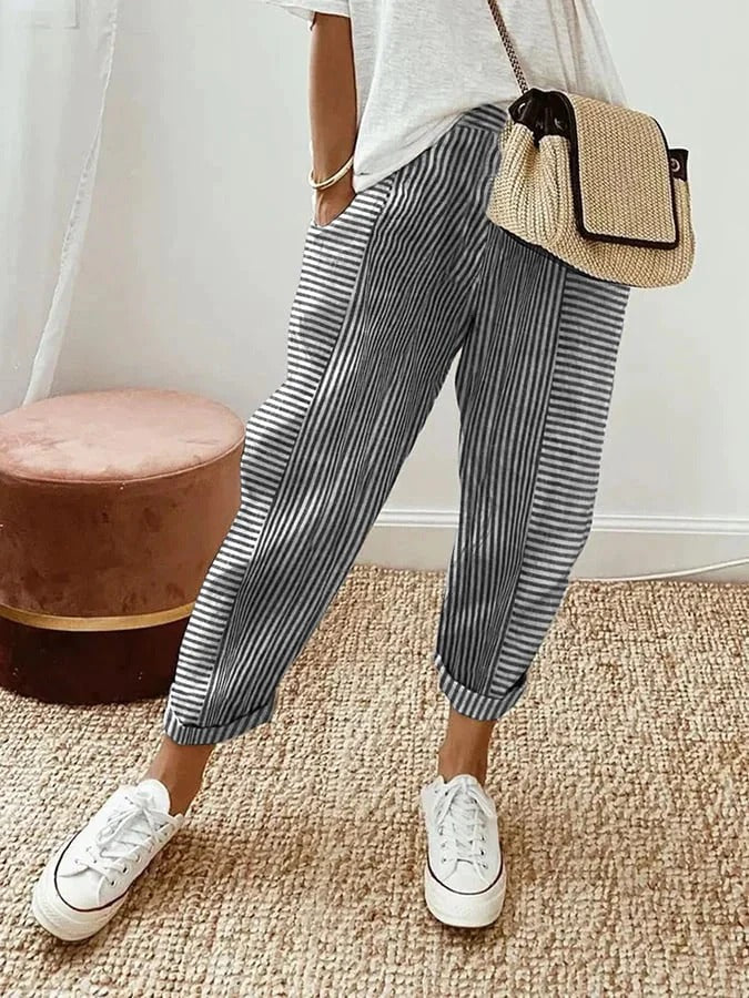 PHOÉBE Striped linen pants