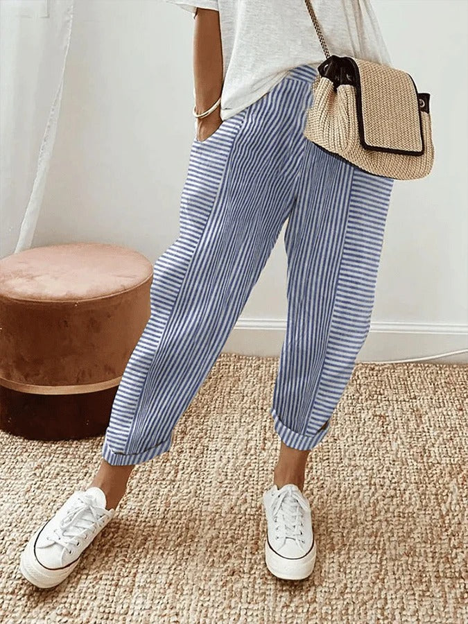 PHOÉBE Striped linen pants