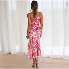 Floral Print One-Shoulder Mermaid Dress