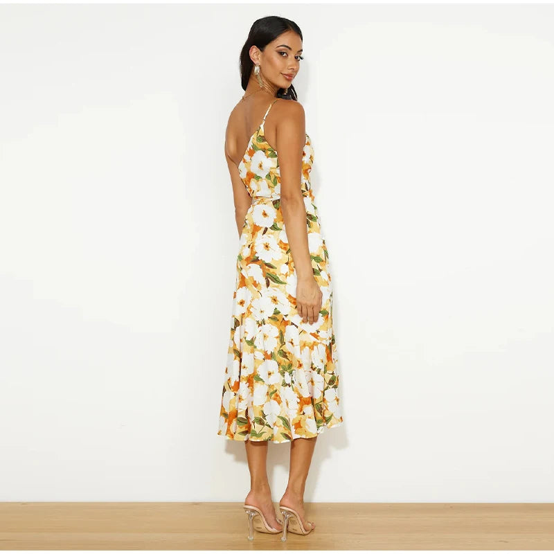 Floral Print One-Shoulder Mermaid Dress