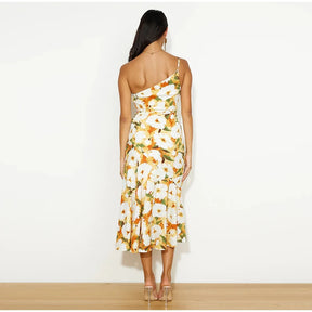 Floral Print One-Shoulder Mermaid Dress