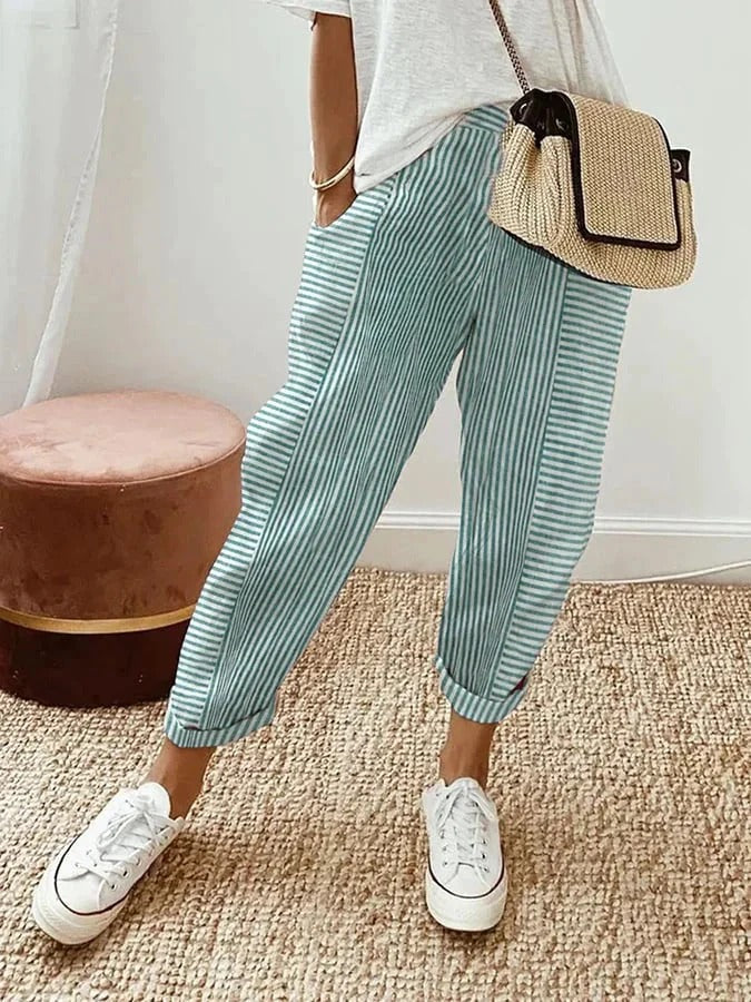 PHOÉBE Striped linen pants