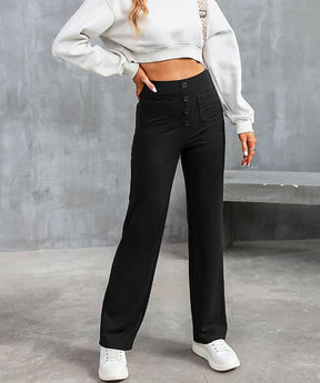 High-waisted elastic trousers