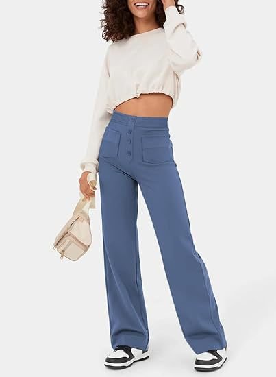 High-waisted elastic trousers