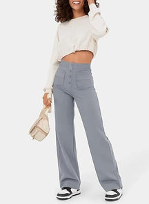 High-waisted elastic trousers